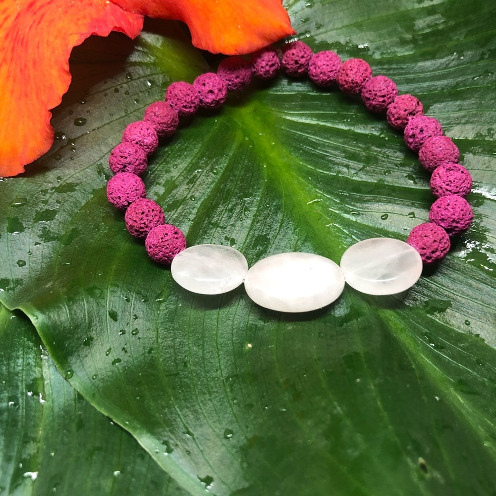 Oil diffuser lava bracelet with Rose Quartz ❤️